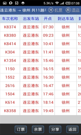 路路通列車時刻表
