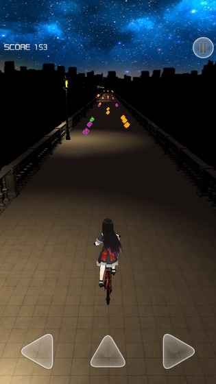 單車少女夜色街燈