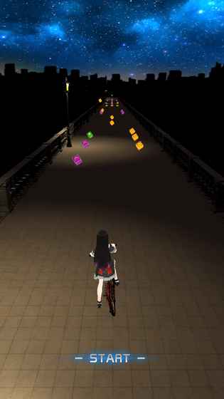 單車少女夜色街燈