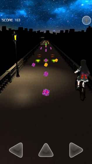 單車少女夜色街燈