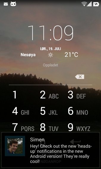 Heads up notifications