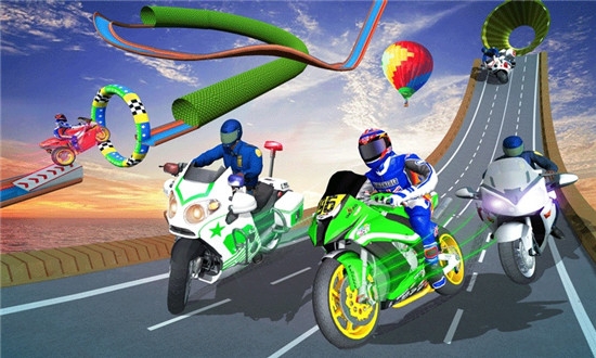 警車超級(jí)斜坡特技賽