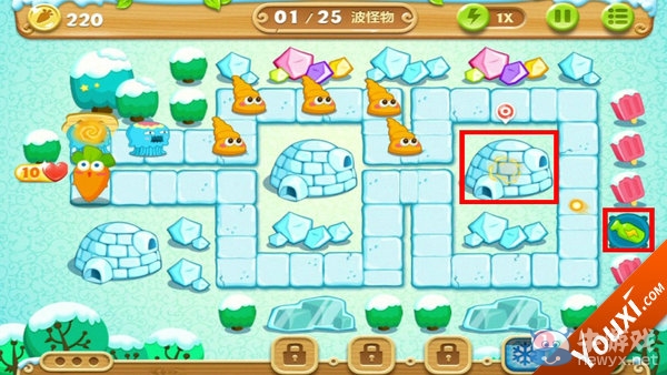 《保衛(wèi)蘿卜2》雪地第9關(guān)攻略