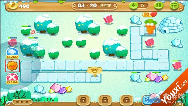 《保衛(wèi)蘿卜2》雪地第10關(guān)攻略
