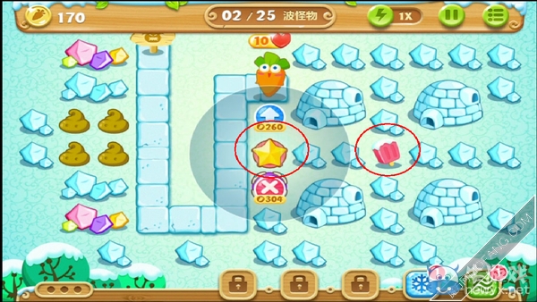《保衛(wèi)蘿卜2》雪地第12關攻略