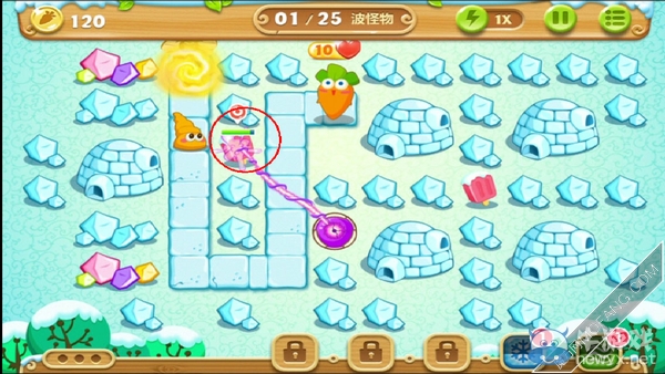 《保衛(wèi)蘿卜2》雪地第12關攻略