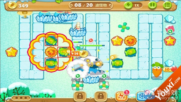 《保衛(wèi)蘿卜2》雪地第15關(guān)攻略