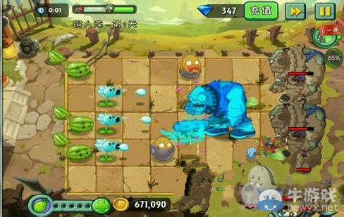 《植物大戰(zhàn)僵尸2》功夫世界銅人陣第一天攻略
