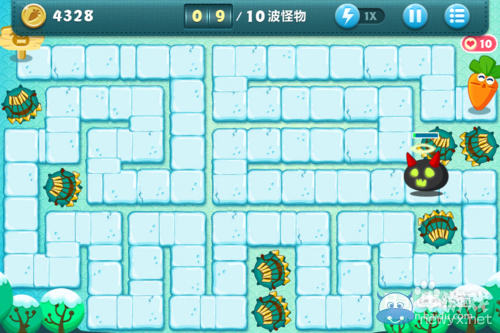 《保衛(wèi)蘿卜》冬季第五關(guān)金蘿卜攻略