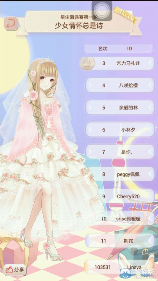 《暖暖環(huán)游世界》星塵海選賽少女情懷總是詩高分搭配
