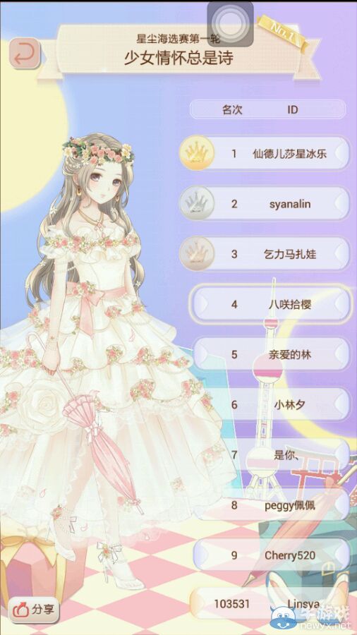 《暖暖環(huán)游世界》星塵海選賽少女情懷總是詩高分搭配