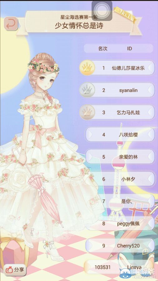 《暖暖環(huán)游世界》星塵海選賽少女情懷總是詩高分搭配