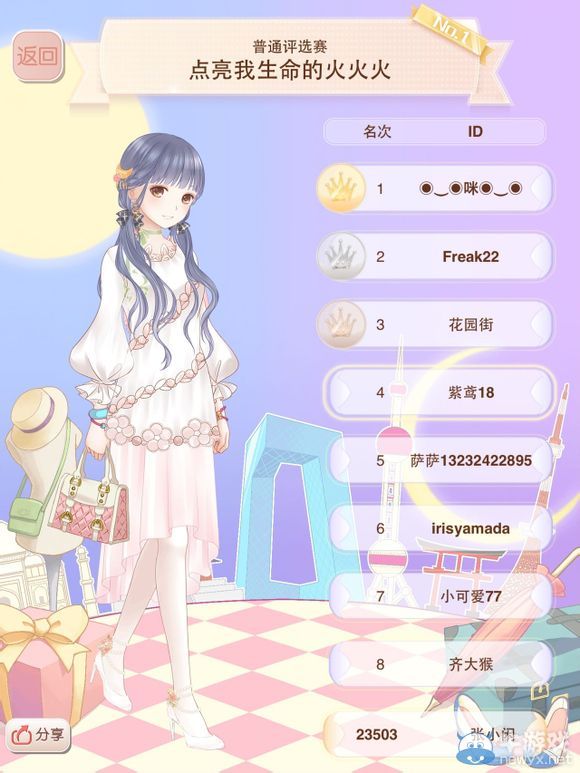 《暖暖環(huán)游世界》普通評選賽點亮我生命的火火火搭配圖鑒