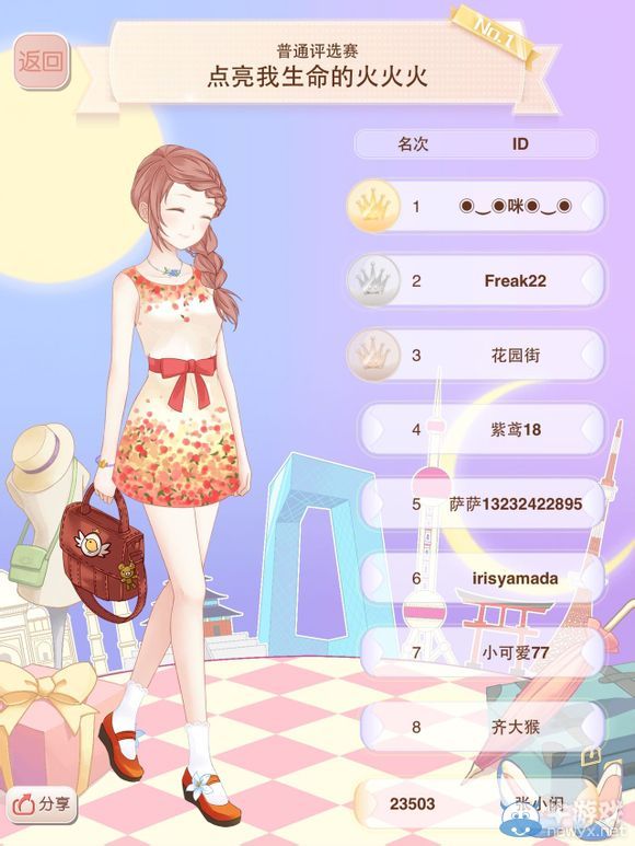 《暖暖環(huán)游世界》普通評選賽點亮我生命的火火火搭配圖鑒