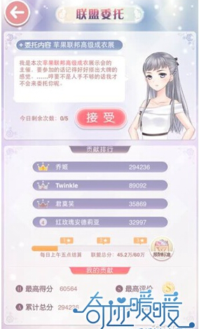 《奇跡暖暖》委托蘋果聯(lián)邦高級(jí)成衣展搭配攻略