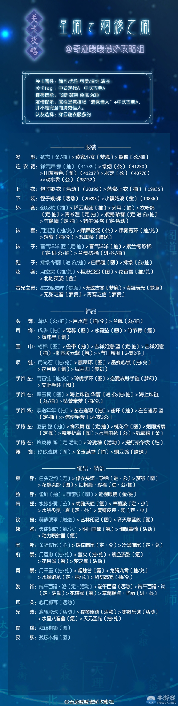 《奇跡暖暖》姻緣之宿平民高分搭配攻略