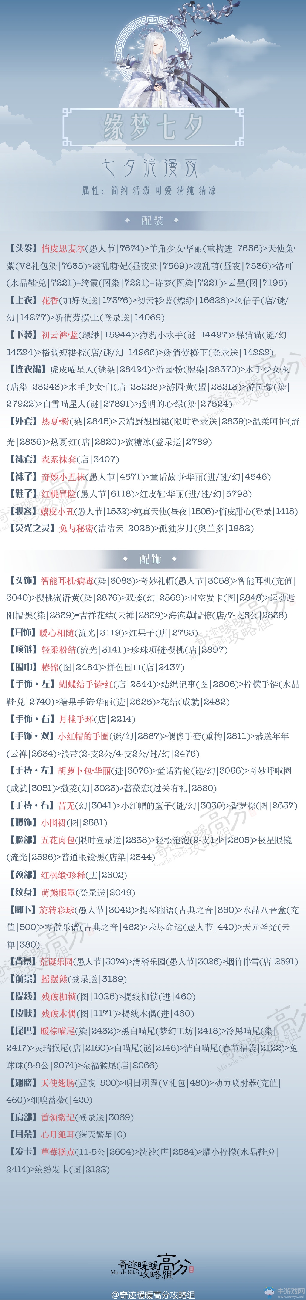 《奇跡暖暖》緣夢七夕七夕浪漫夜高分攻略