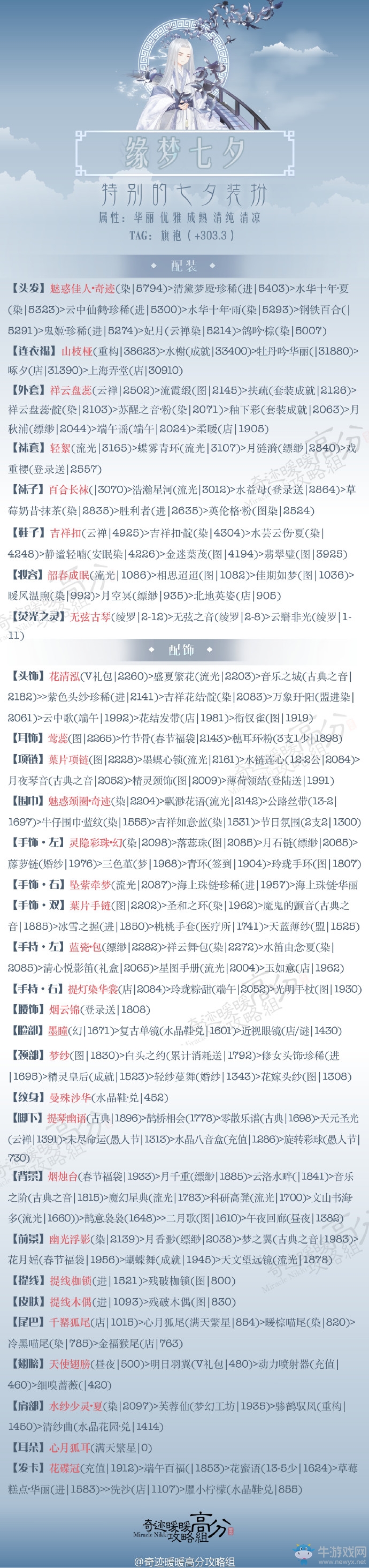 《奇跡暖暖》緣夢七夕特別的七夕裝扮夜高分攻略