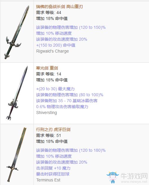 《流放之路》傳奇裝備之雙手劍（普通掉落）