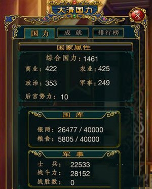 《我在大清當(dāng)皇帝》國力系統(tǒng)玩法介紹