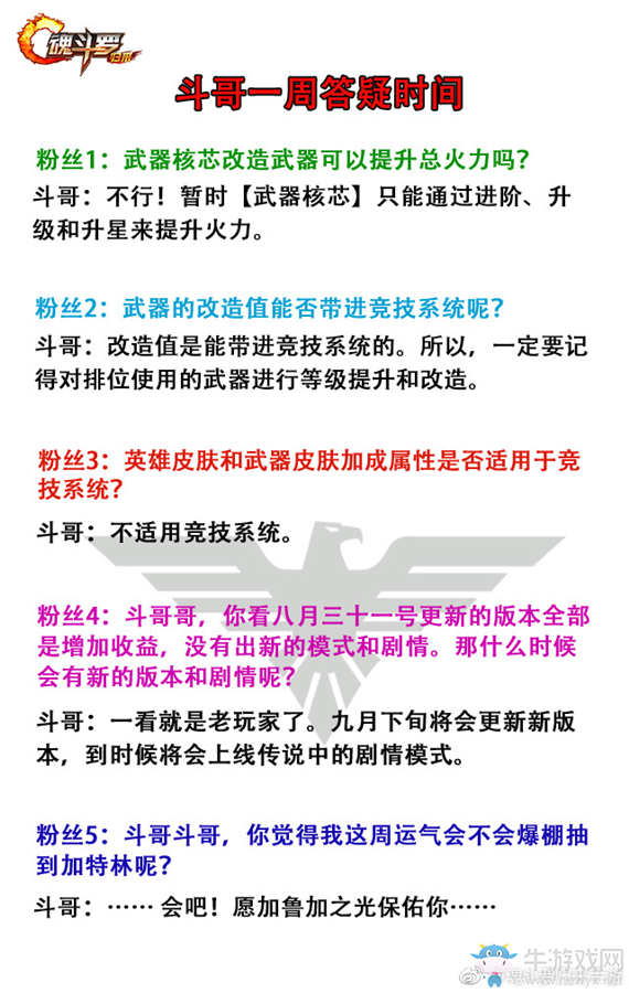 《魂斗羅：歸來》斗哥一周答疑時(shí)間答案匯總