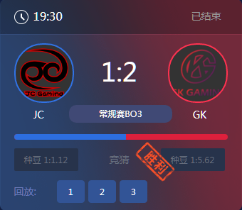 《王者榮耀》2017KPL秋季賽9月22號JC vs GK比賽視頻