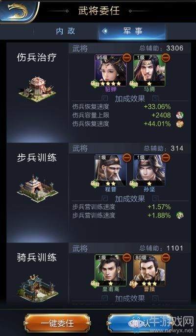 《亂世王者》軍事委任武將詳解