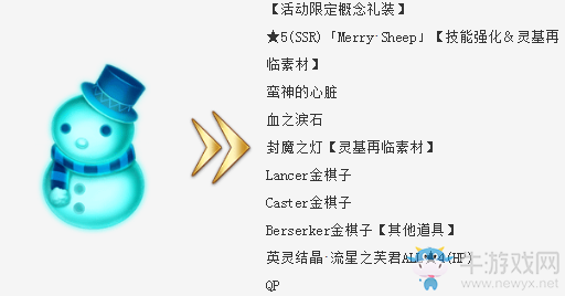 《FGO》日服圣誕活動(dòng)冥界的Merry Christmas材料兌換表