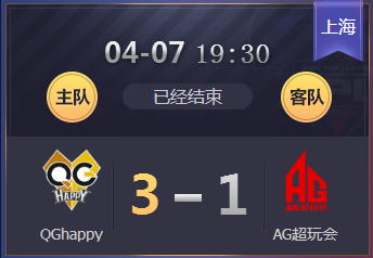 《王者榮耀》2018KPL春季賽4月7日QGhappy vs AG超玩會比賽視頻