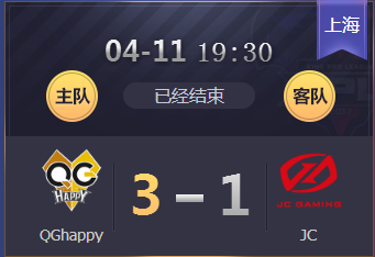 《王者榮耀》2018KPL春季賽4月11日QGhappy vs JC比賽視頻