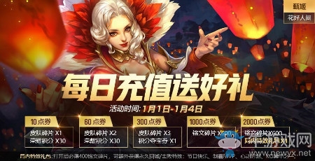 《王者榮耀》1月每日充值活動(dòng)