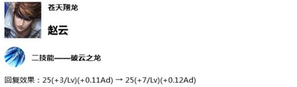《王者榮耀》7月9日體服趙云技能調整