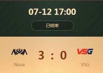 《王者榮耀》世界冠軍杯小組賽7月12日Nova vs VSG