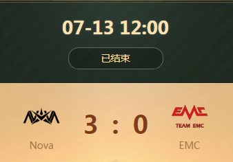 《王者榮耀》世界冠軍杯小組賽7月13日Nova vs EMC