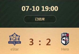 《王者榮耀》世界冠軍杯小組賽7月10日eStar vs Hero競久