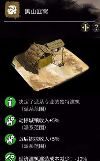 《全面戰(zhàn)爭：三國》張燕特殊建筑-黑山匪窩建筑一覽