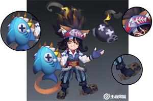 《王者榮耀》沈夢溪鯊炮海盜貓皮膚展示