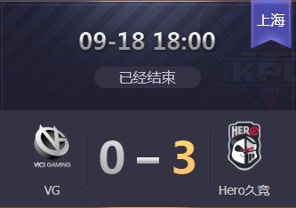 《王者榮耀》2019KPL秋季賽9月18日VG vs Hero比賽視頻