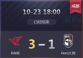 《王者榮耀》2019KPL秋季賽10月23日RW vs Hero比賽視頻