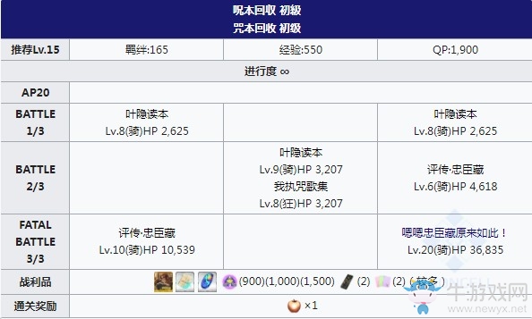 《FGO》2020情人節(jié)自由本第一關掉落物品介紹
