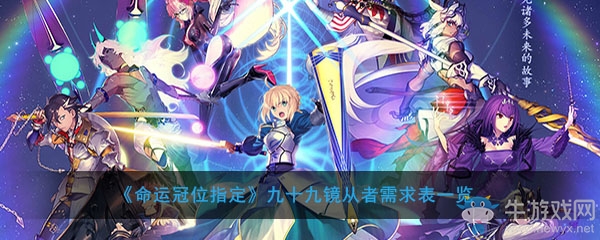 《命運冠位指定》九十九鏡需求一覽