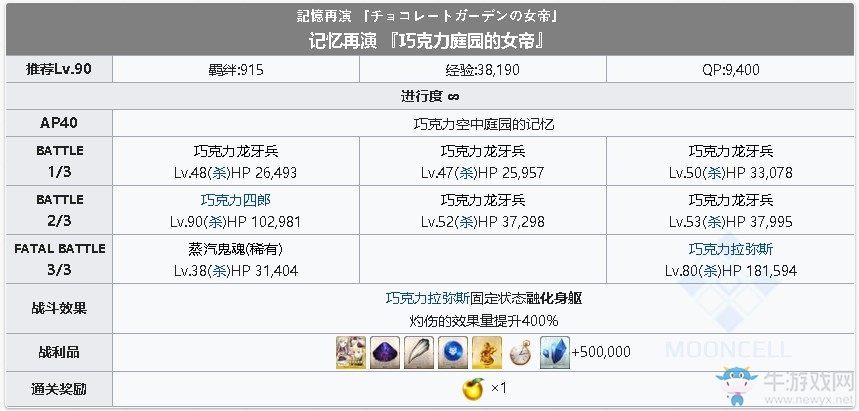 《fgo》巧克力空中庭園的記憶攻略