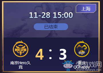 《王者榮耀》2020KPL秋季季后賽11月28日南京Hero vs 重慶QG比賽視頻