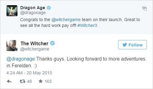 《龍騰世紀》開發商祝賀《巫師3》大獲成功