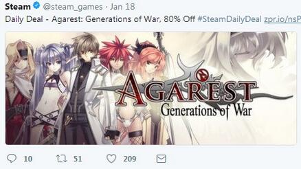 Steam2折優惠！《阿加雷斯特戰記》只需9元就能入庫