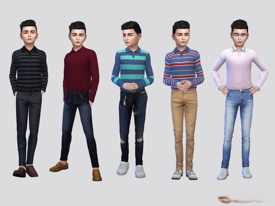 《模擬人生4》男孩長袖polo衫MOD