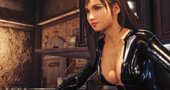《最終幻想7：重制版》蒂法清純素顏黑色特工緊身衣v1.1MOD