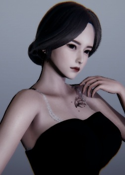 《AI少女》無肩帶黑色連衣裙淑女MOD