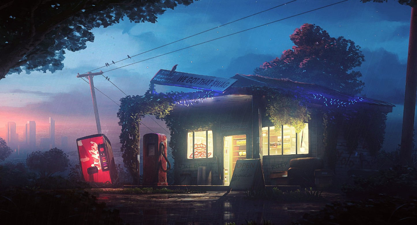 《Wallpaper Engine》荒郊的24小時便利店動態壁紙
