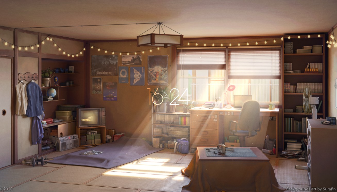 《Wallpaper Engine》陽光照進的房間記時動態壁紙